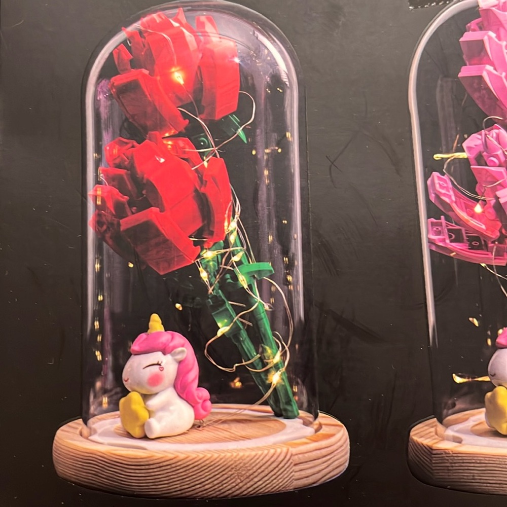 Light Up Red Rose Toy Building Set